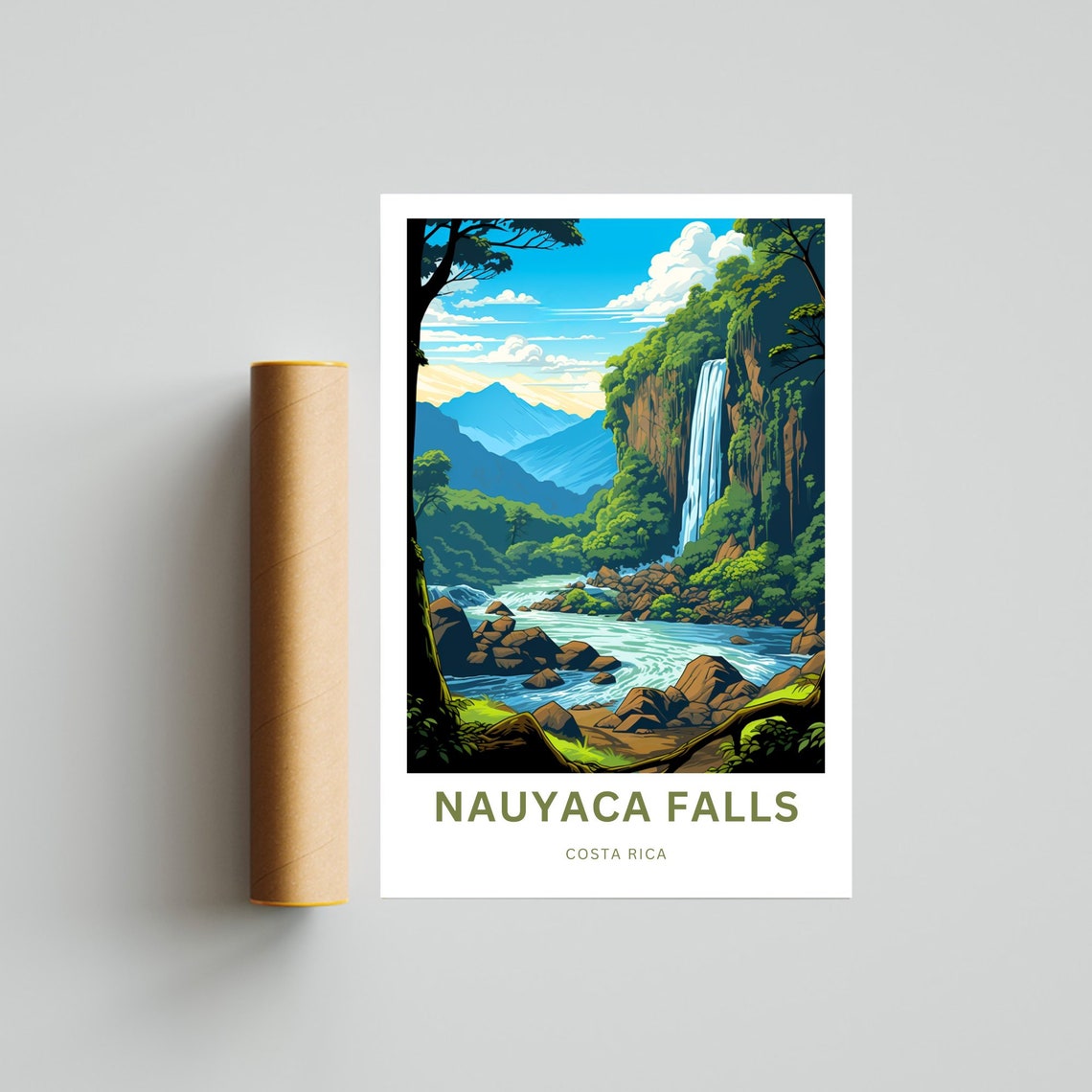 Nauyaca Falls Costa Rica Personalized Jungle Waterfall Travel Poster - Image 4