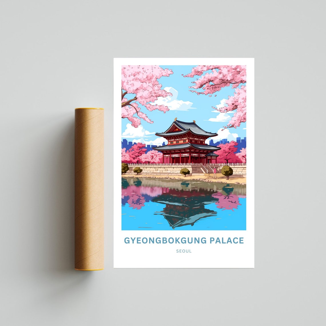 Gyeongbokgung Palace Seoul Cherry Blossom Customizable Travel Poster - Image 4