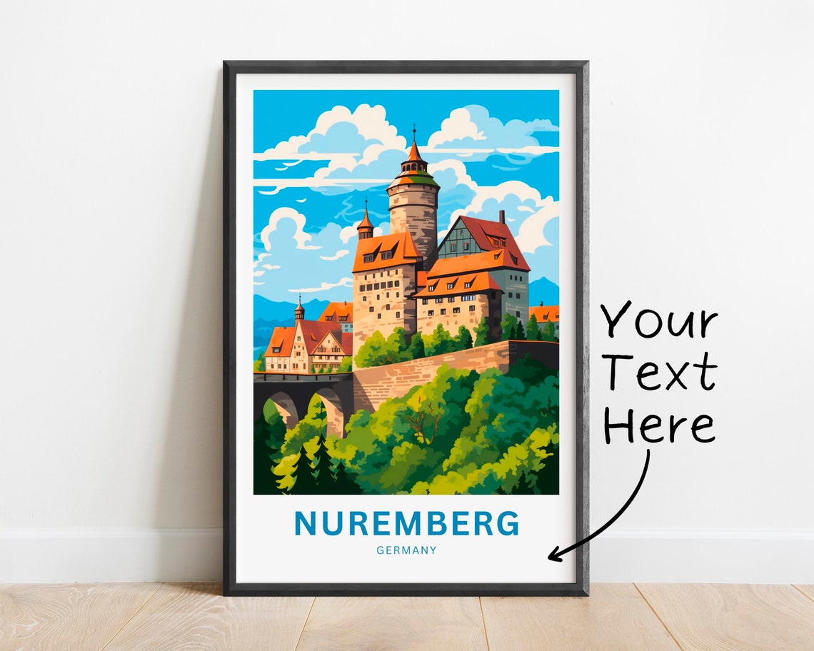Nuremberg Germany Personalized Medieval Castle Tower Travel Poster
