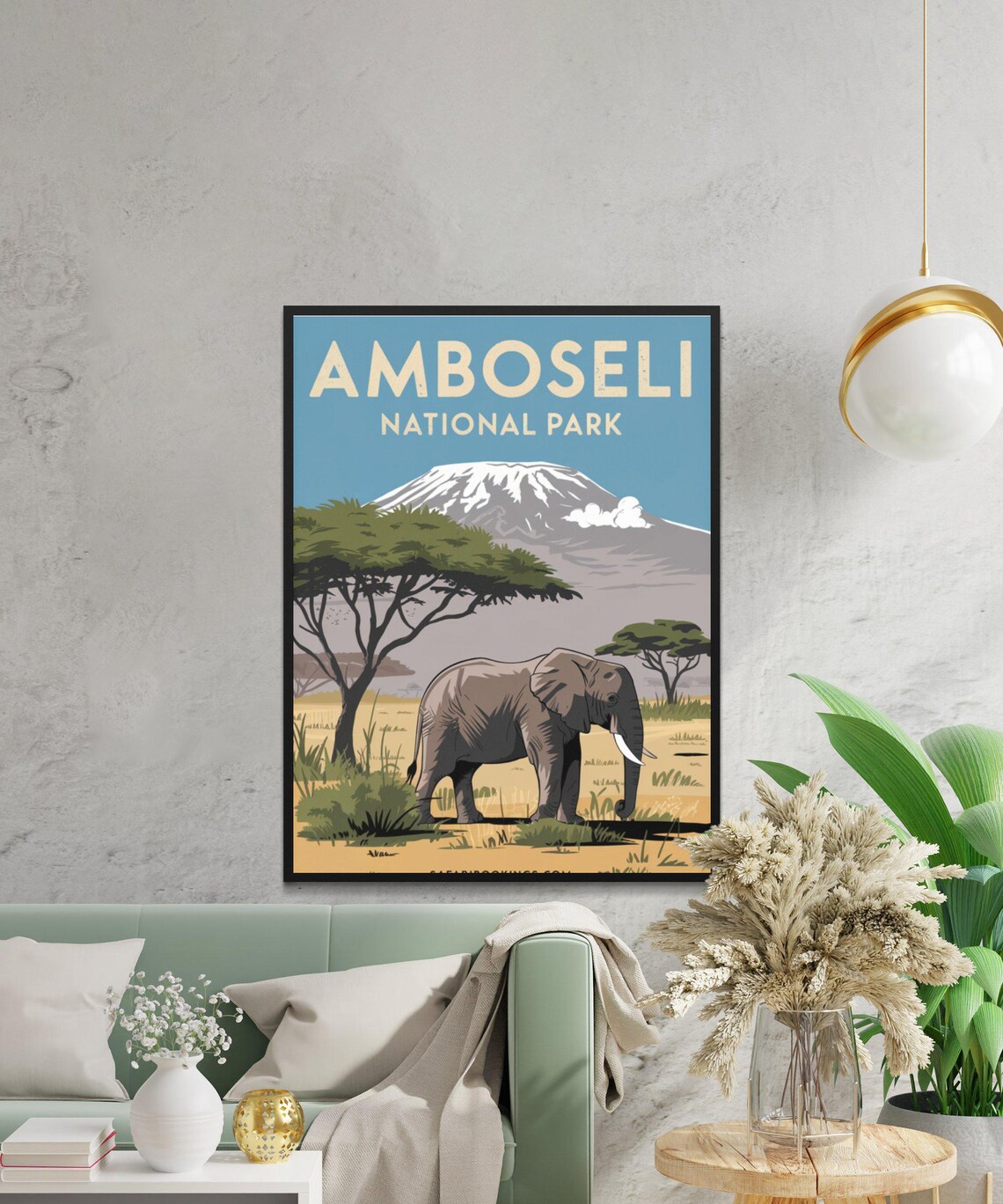 Amboseli National Park Vintage Elephant Kilimanjaro Safari Poster - Image 4