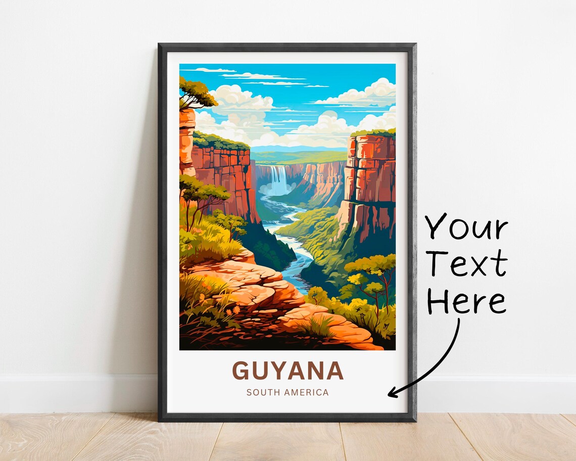 Guyana South America Waterfall Canyon Jungle Rapids Travel Poster - Image 2