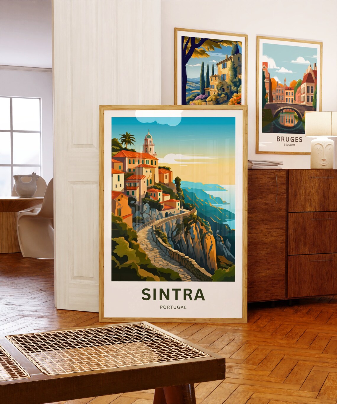 Sintra Portugal Cliffside Village Red Roofs Scenic Coast Travel Poster - Image 5
