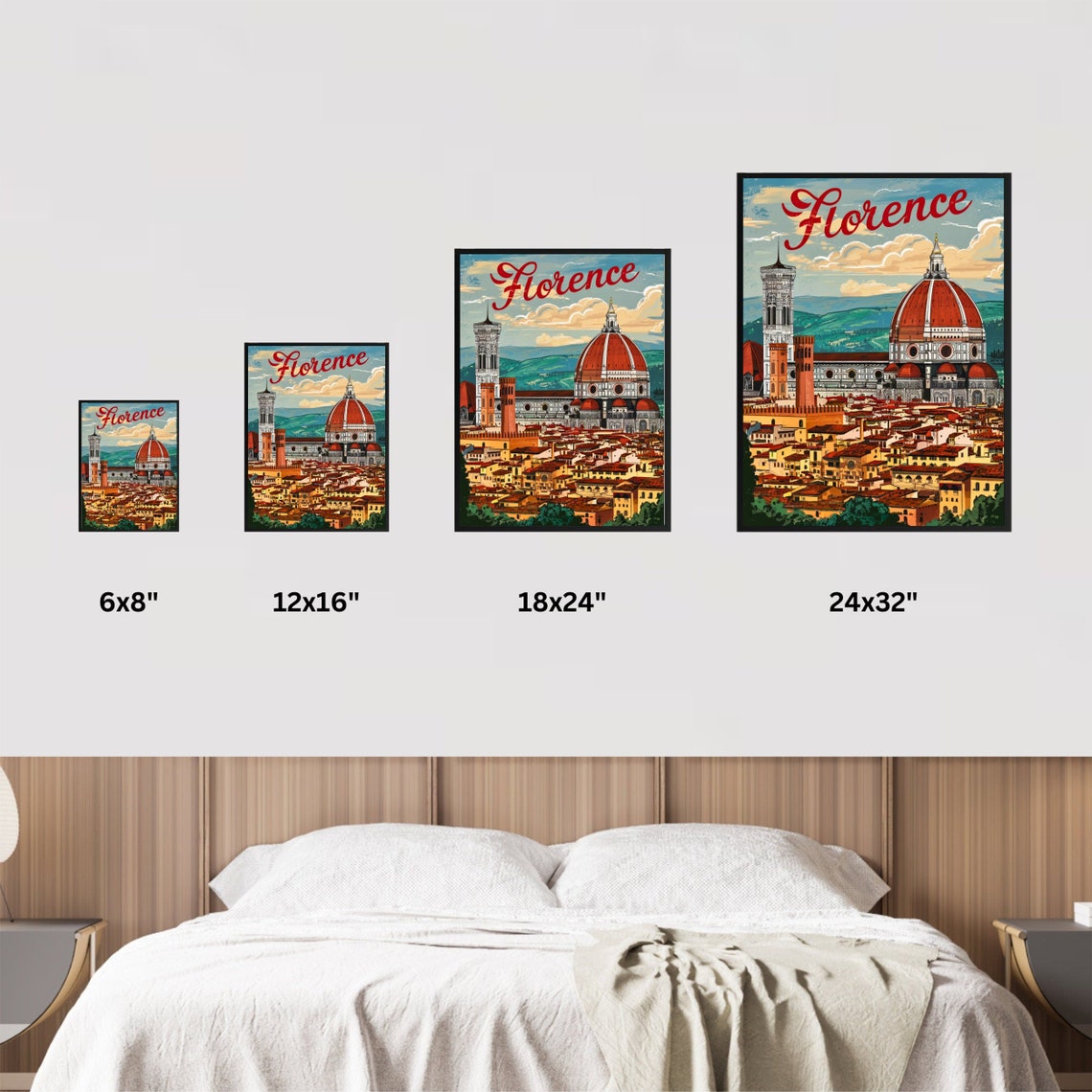 Florence Italy Red Dome Cathedral Rooftops Vintage Travel Poster - Image 4