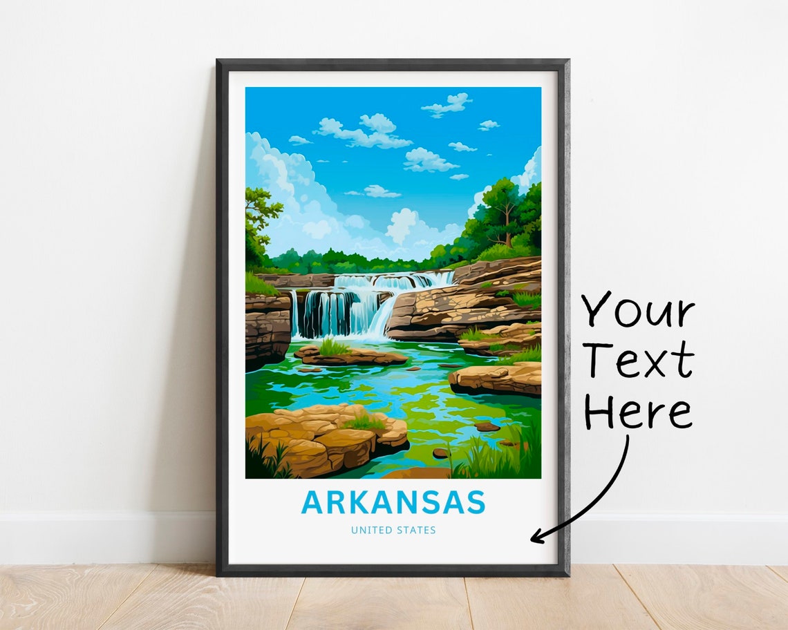 Personalized Arkansas Waterfall Emerald Pool Custom Travel Poster