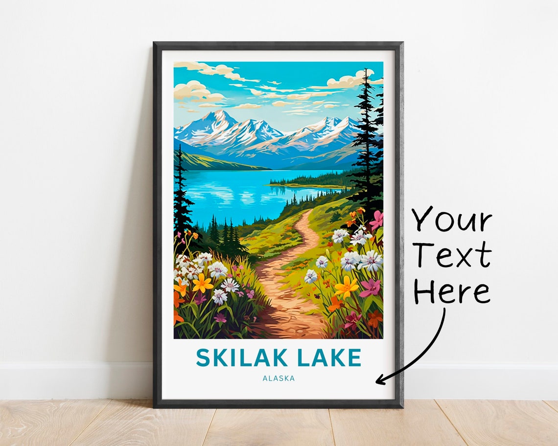 Personalized Skilak Lake Alaska Wildflower Path Lake View Poster