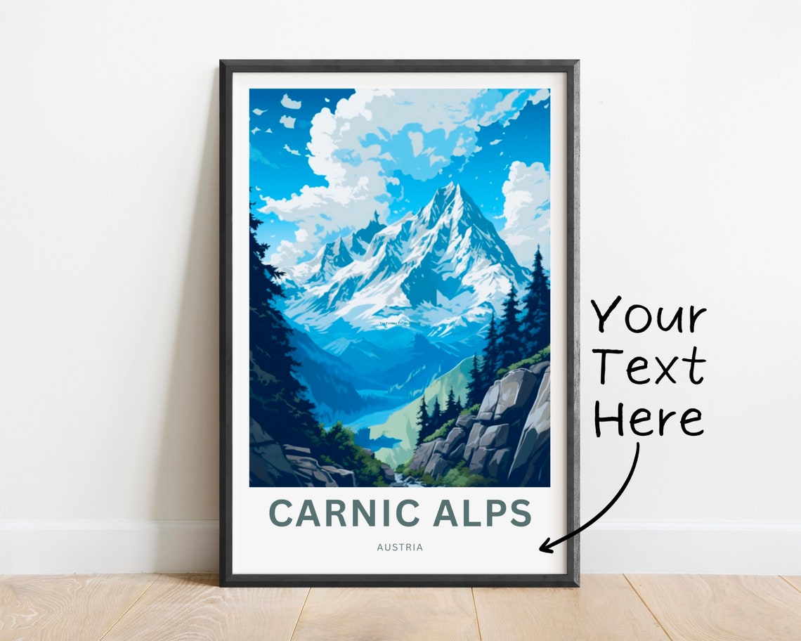 Personalized Carnic Alps Austria Snow Peak Forest Travel Poster