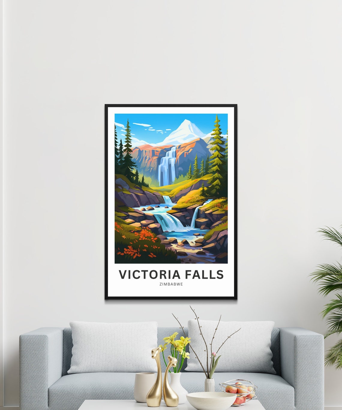 Victoria Falls Zimbabwe Alpine Waterfall Scene Vintage Nature Poster - Image 3