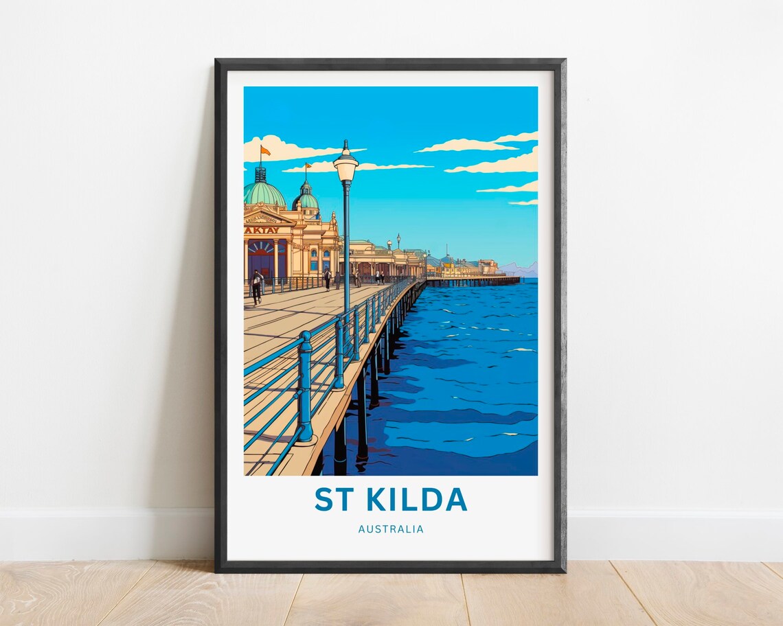 St Kilda Australia Travel Pier Ocean Pavilion Vintage Style Wall Poster