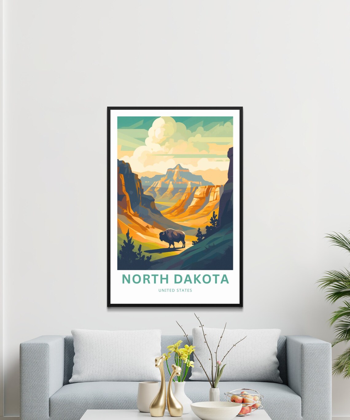 North Dakota Travel Poster, United States Road Trip Map - Image 3