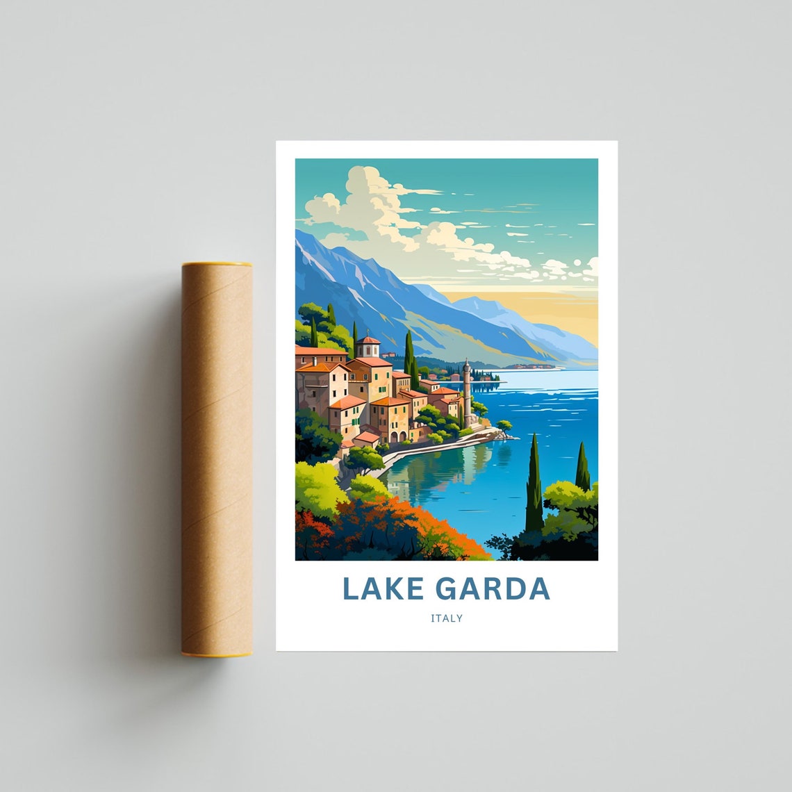 Personalized Lake Garda Italy Lakeside Village Custom Travel Poster - Image 4