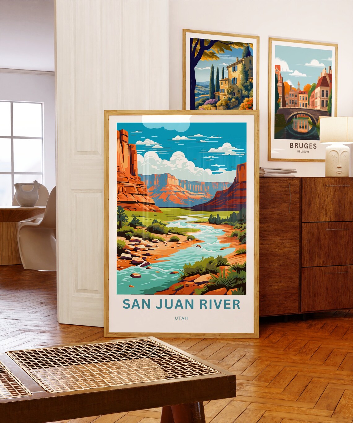 San Juan River Utah Red Rock Canyon Desert River Vintage Travel Poster - Image 3