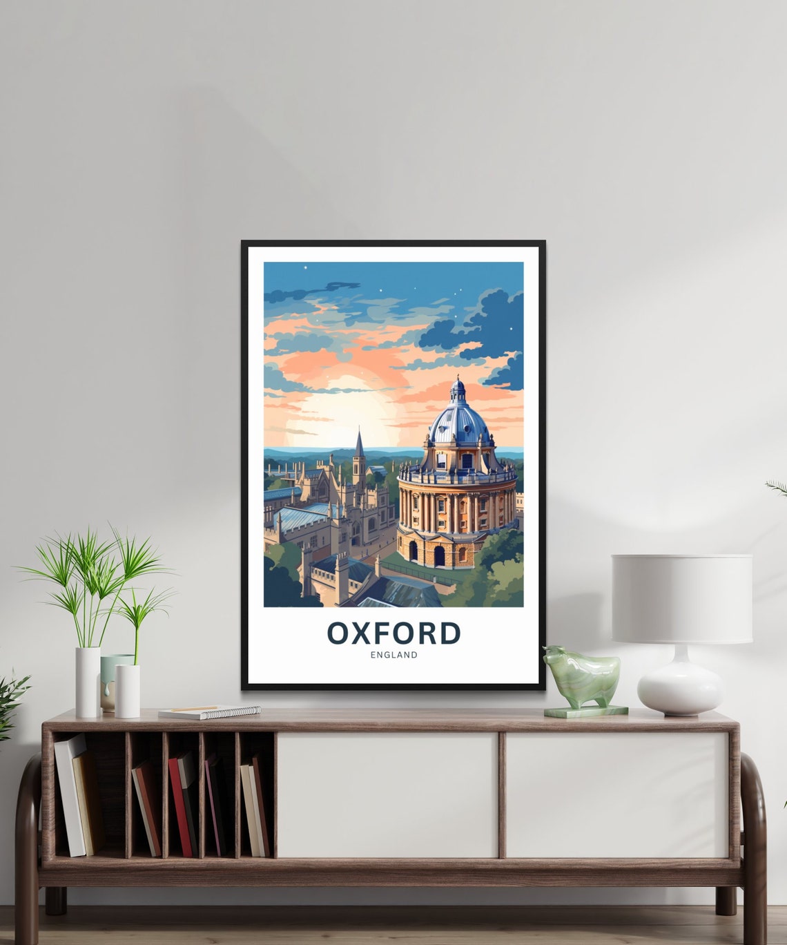 Oxford England Radcliffe Camera Sunset Skyline Travel Poster - Image 2