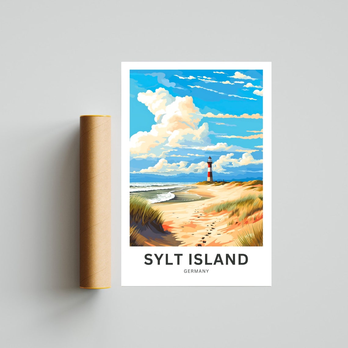 Sylt Island Germany Beach Shore Distant Lighthouse Travel Poster - Image 4