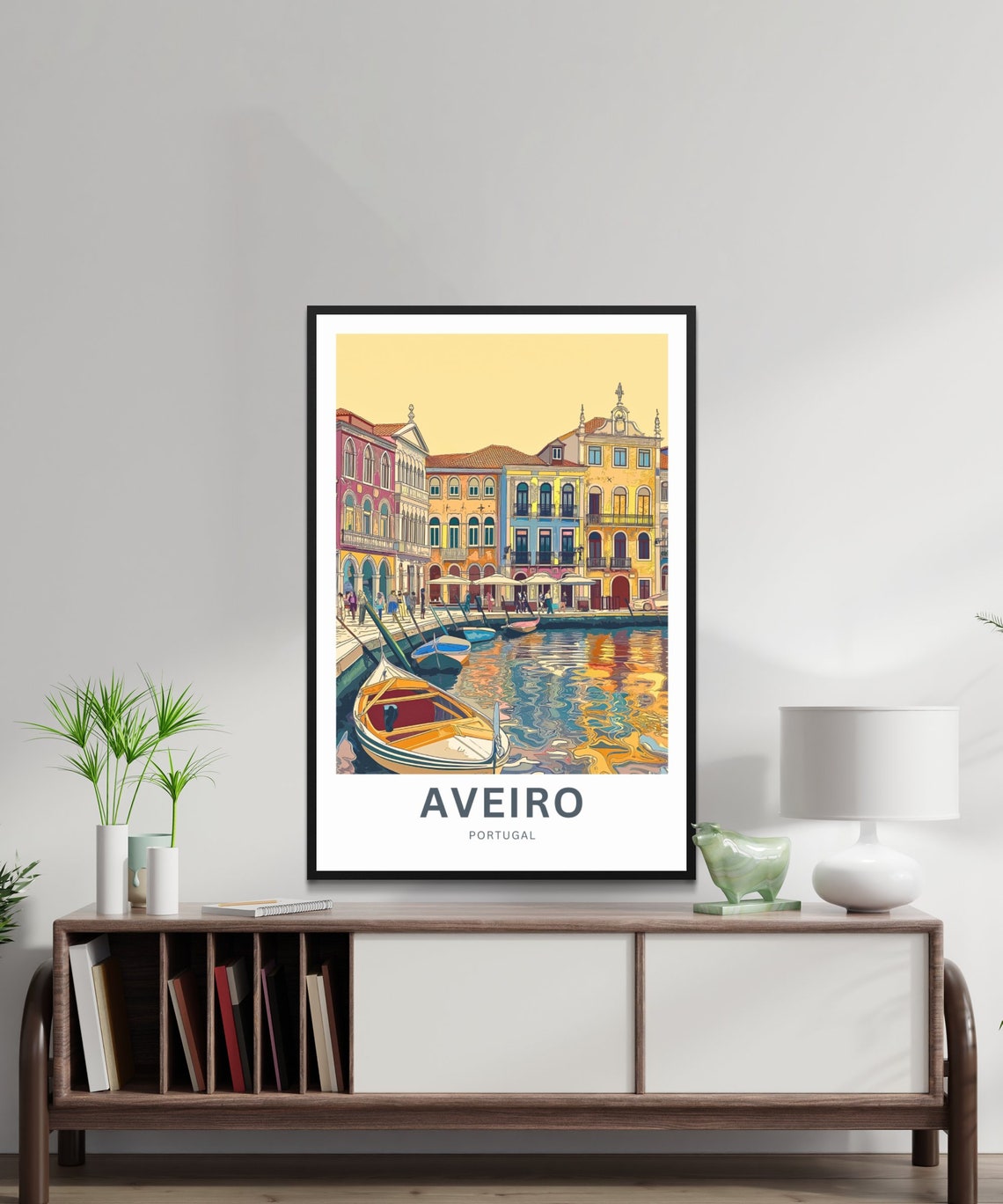 Aveiro Portugal Canal Sunset with Boats and Colorful Facades Poster - Image 2