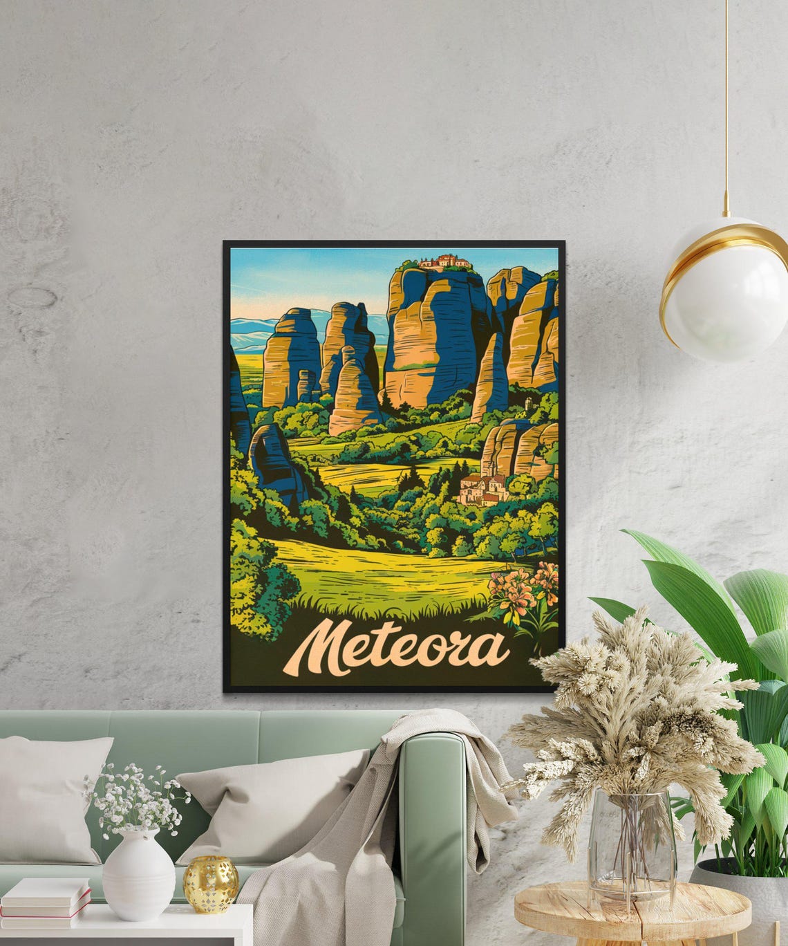 Meteora Greece Retro Scenic Vintage Rock Monasteries Travel Poster - Image 2