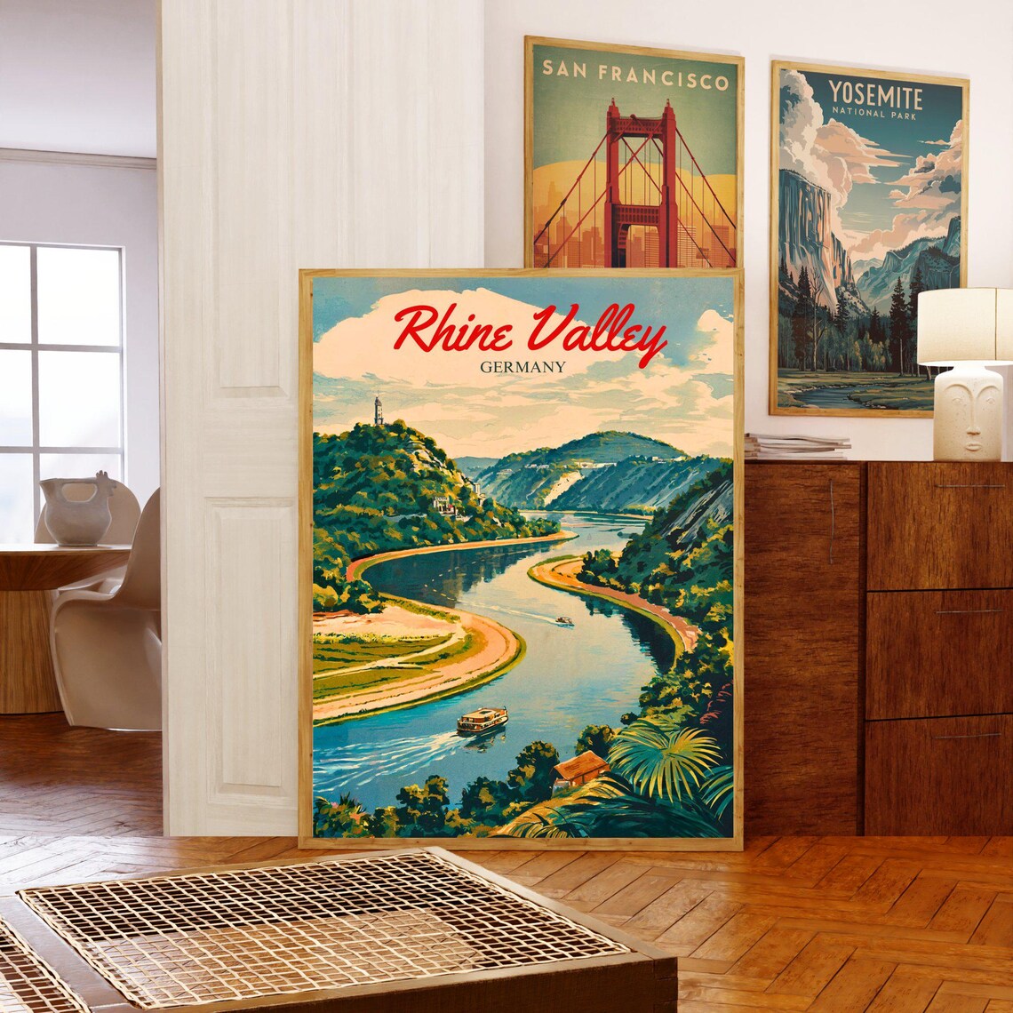 Rhine Valley Vintage Travel Poster, Germany Travel Poster - Image 5