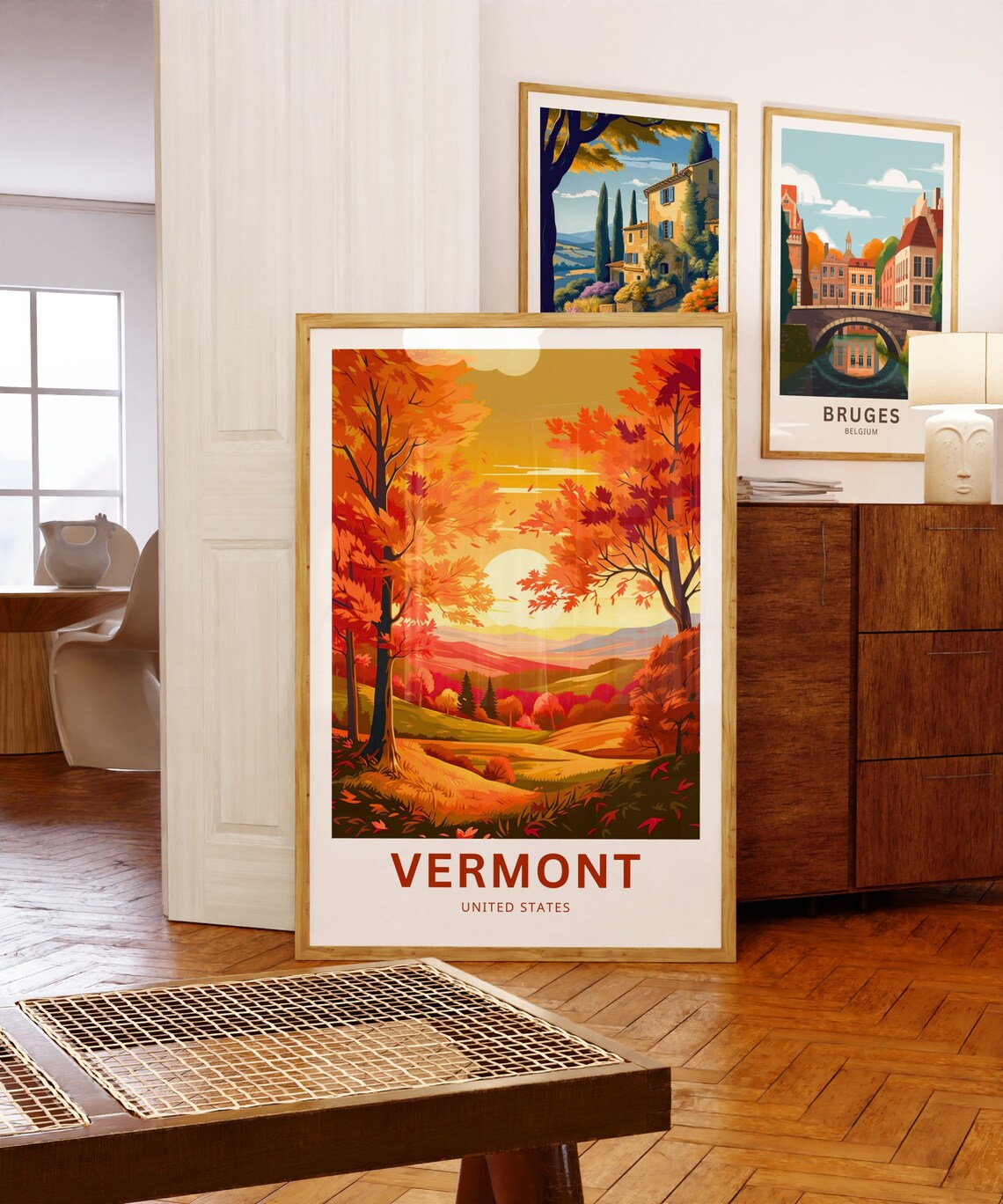 Vermont Autumn Maple Forest Sunset Personalized Travel Poster - Image 5