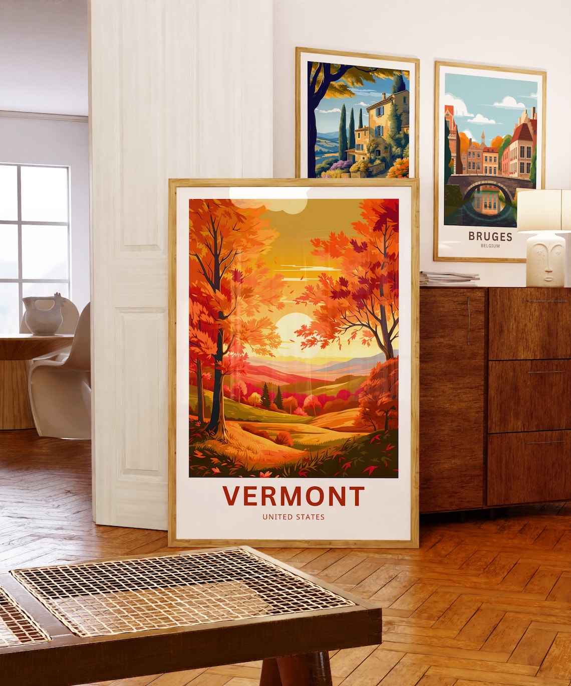 Vermont United States Fall Foliage Sunset Hills Travel Poster - Image 5