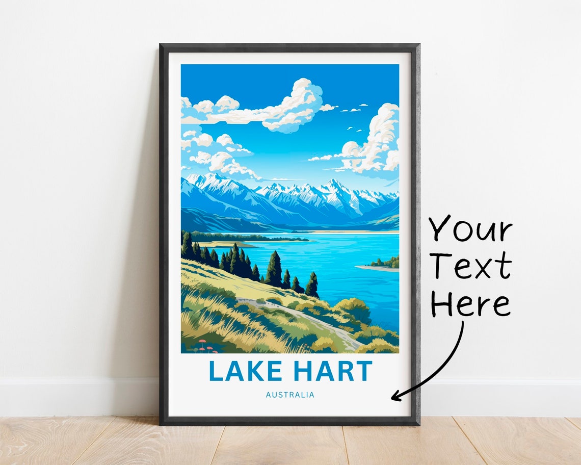Personalized Lake Hart Australia Mountain Lake Vintage Travel Poster