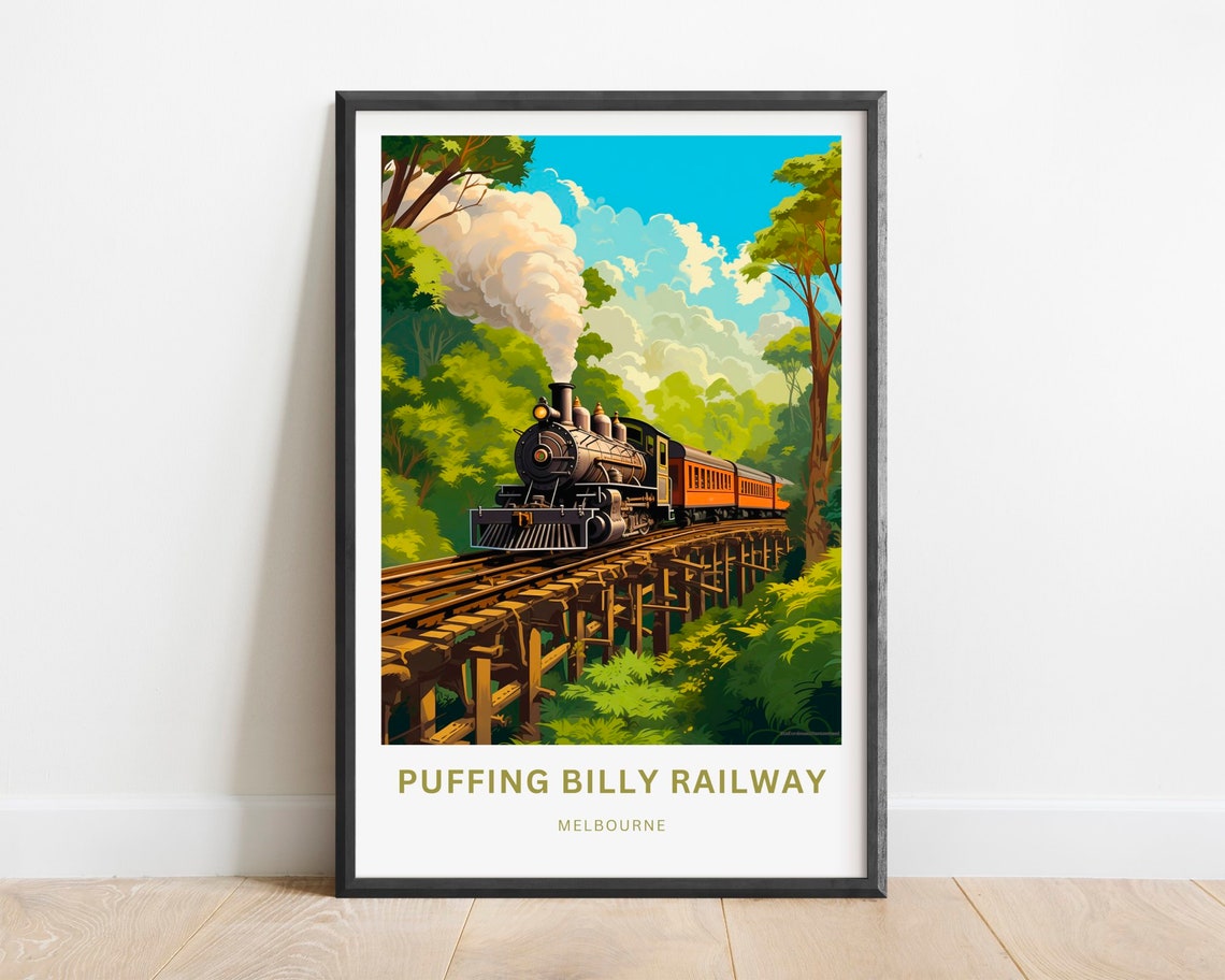 Puffing Billy Railway Melbourne Steam Train Trestle Bridge Poster