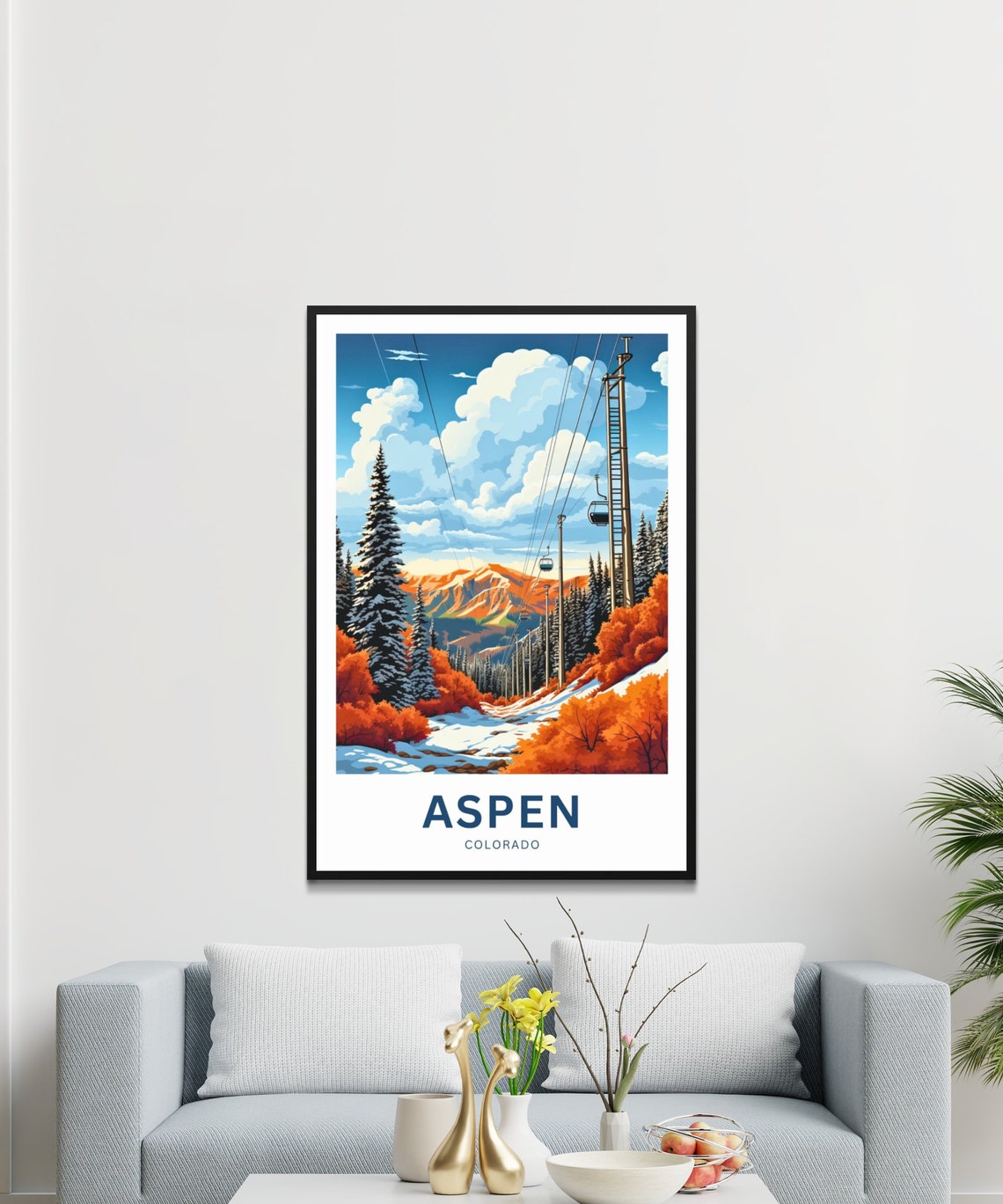 Aspen Colorado Ski Lift Autumn Slope Mountain Resort Travel Poster - Image 3