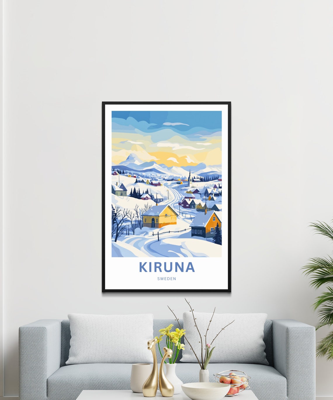 Kiruna Sweden Snowy Village Valley Sunset Personalized Poster - Image 3