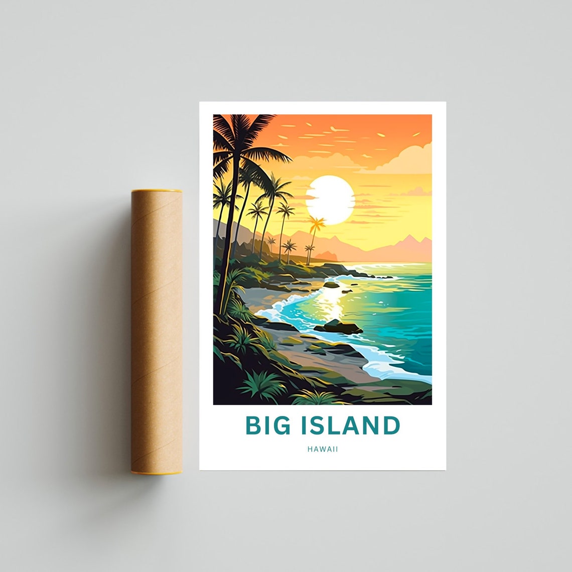 Personalized Big Island Hawaii Sunset Coast Custom Art Travel Poster - Image 4