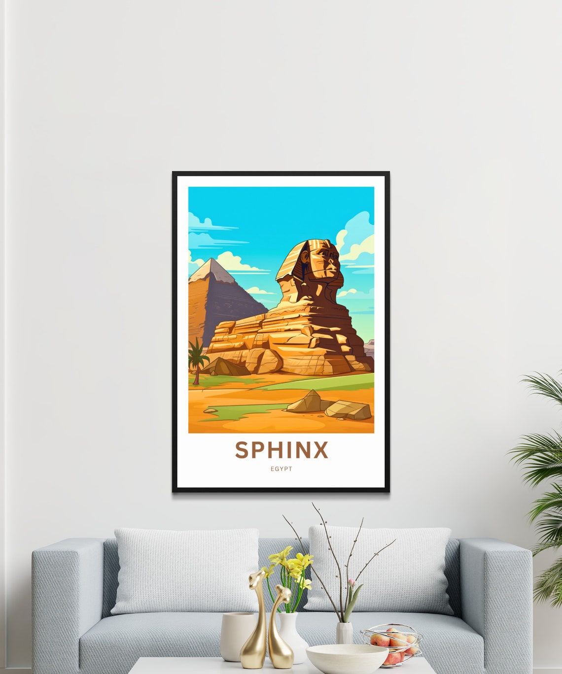 Personalized Sphinx Travel Print Sphinx Poster Egypt Wall Art Framed Present Gift Egypt Present Decor Custom Text - Image 3