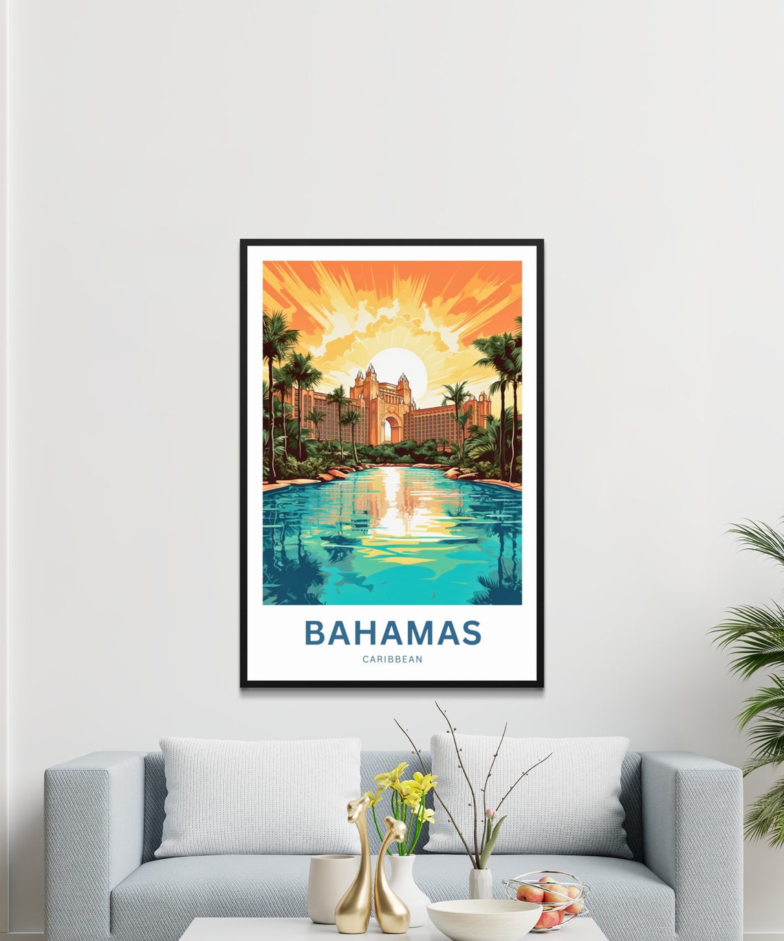Personalized Bahamas Travel Print Bahamas Poster Caribbean Wall Art Framed Present Gift Caribbean Present - Image 2