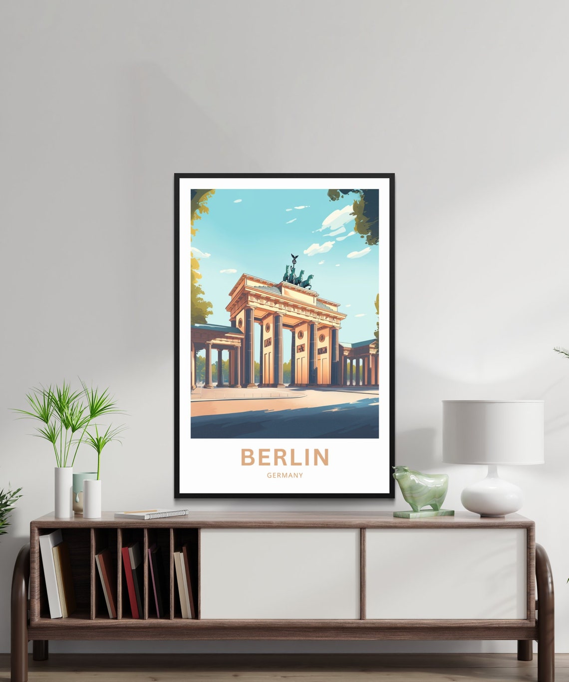 Berlin Germany Brandenburg Gate Sunny Plaza Travel Art Poster - Image 2