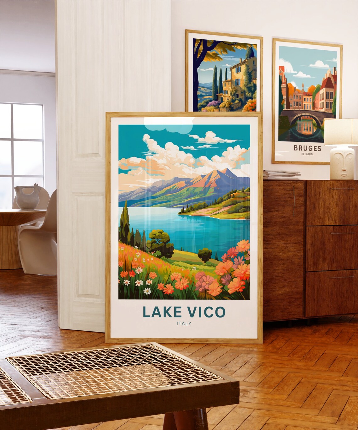 Lake Vico Italy Mountain Lake Floral Personalized Travel Poster - Image 5