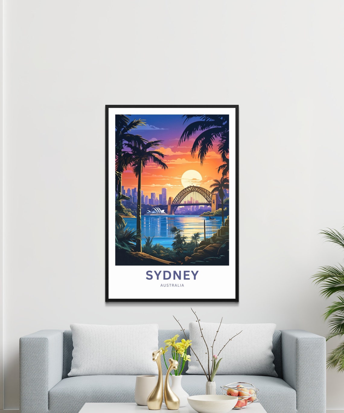 Sydney Australia Sunset Palms Opera House Harbour Travel Poster - Image 3
