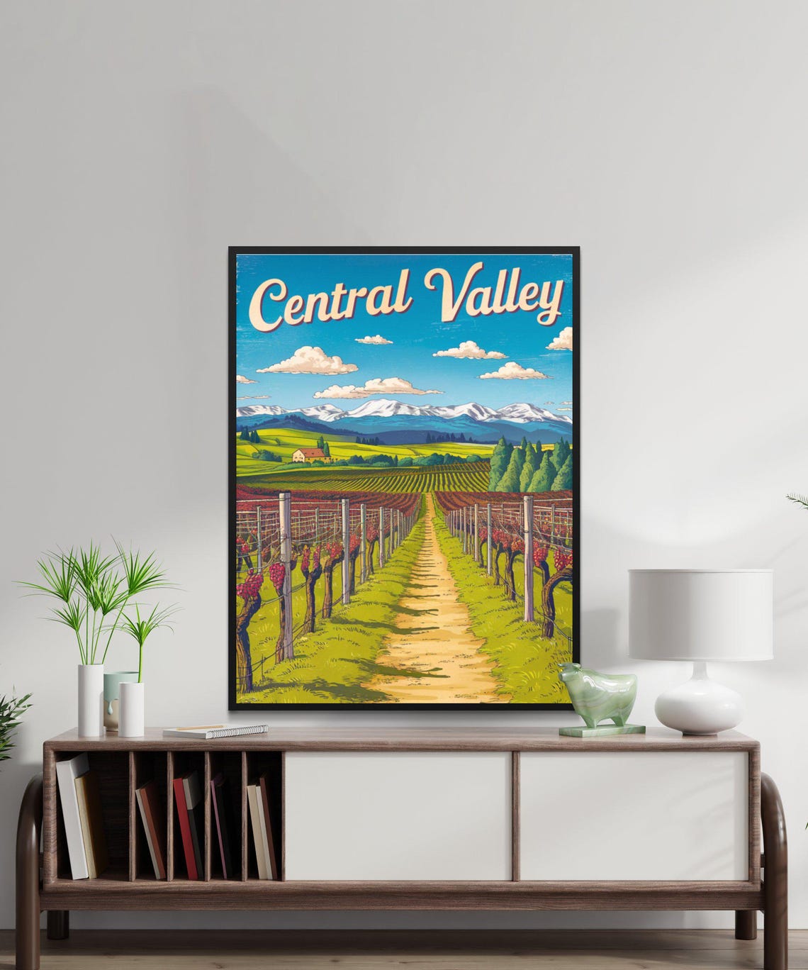 Central Valley California Vineyard Rows Vintage Travel Poster - Image 3
