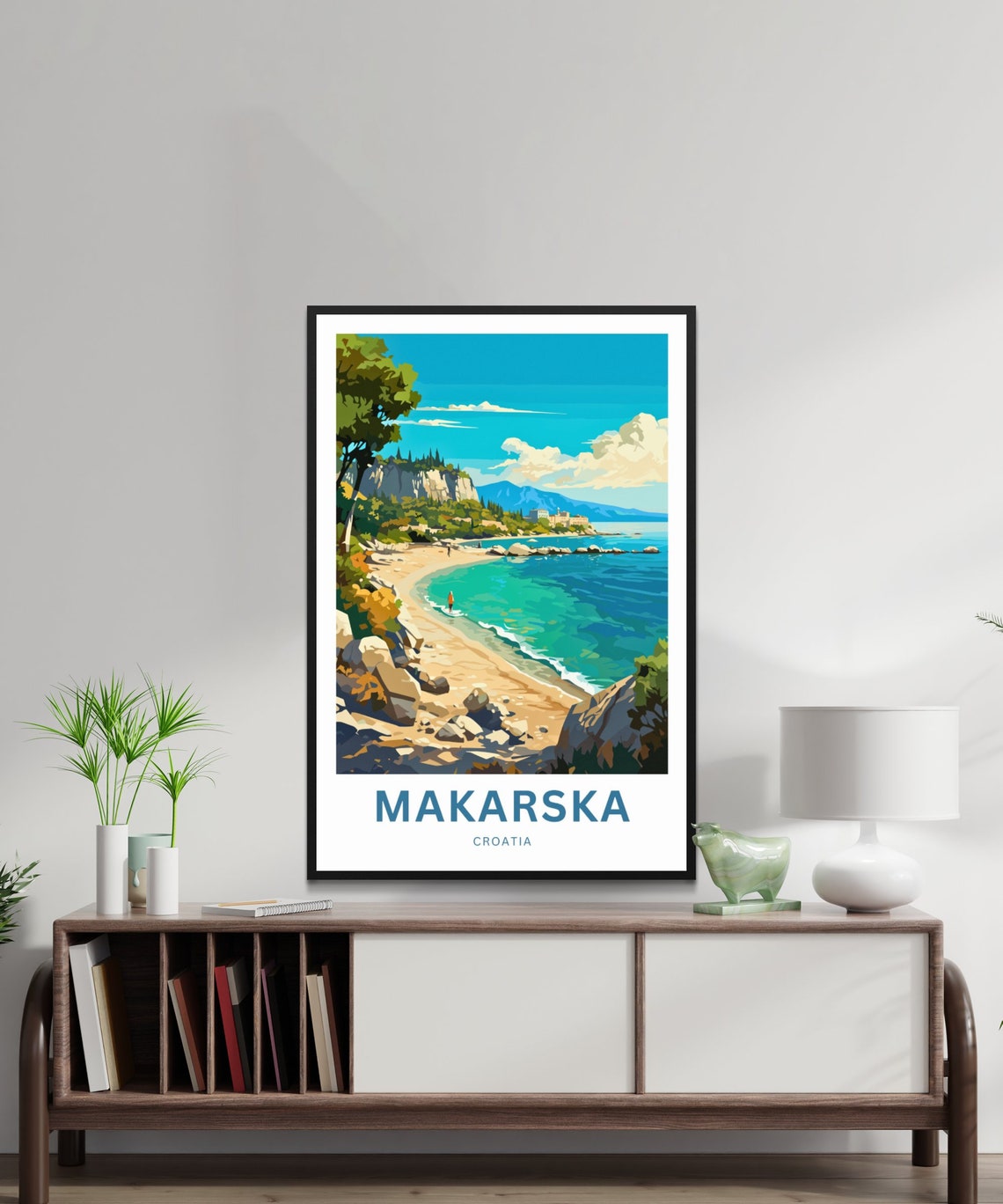 Personalized Makarska Croatia Beach Custom Text Adriatic Travel Poster - Image 2
