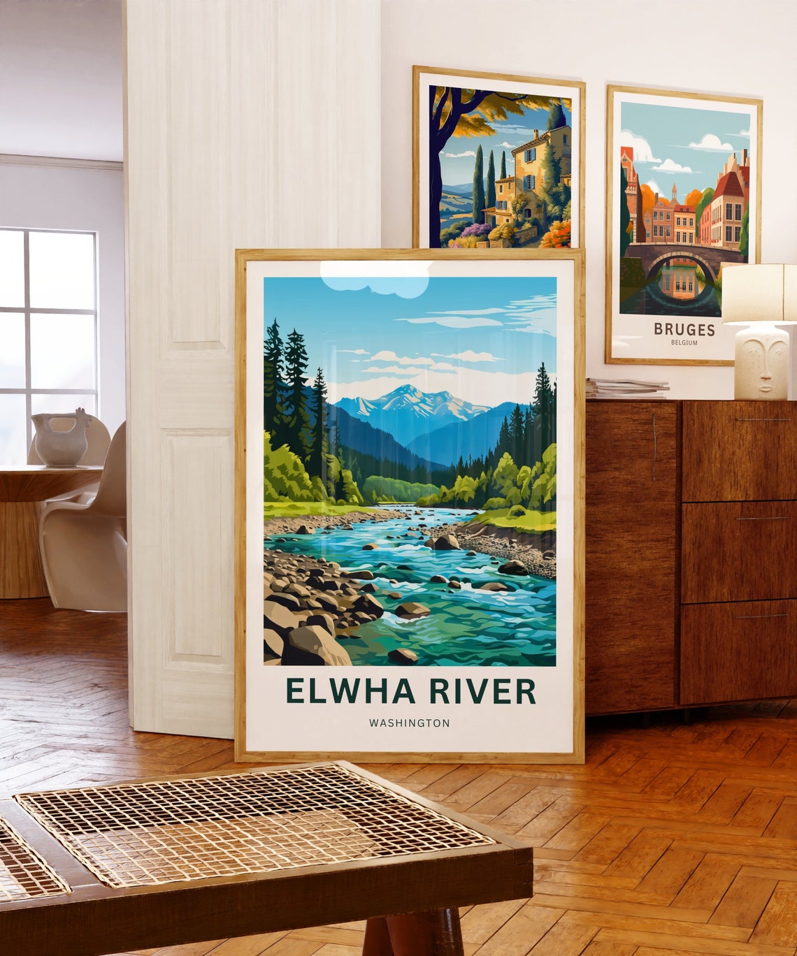 Elwha River Washington Turquoise River Rocky Shore Peaks Travel Poster - Image 5