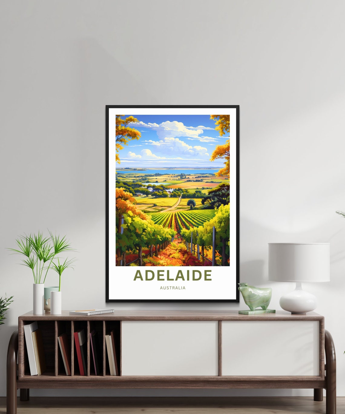 Adelaide Australia Golden Vineyard Valley Wide View Travel Poster - Image 2