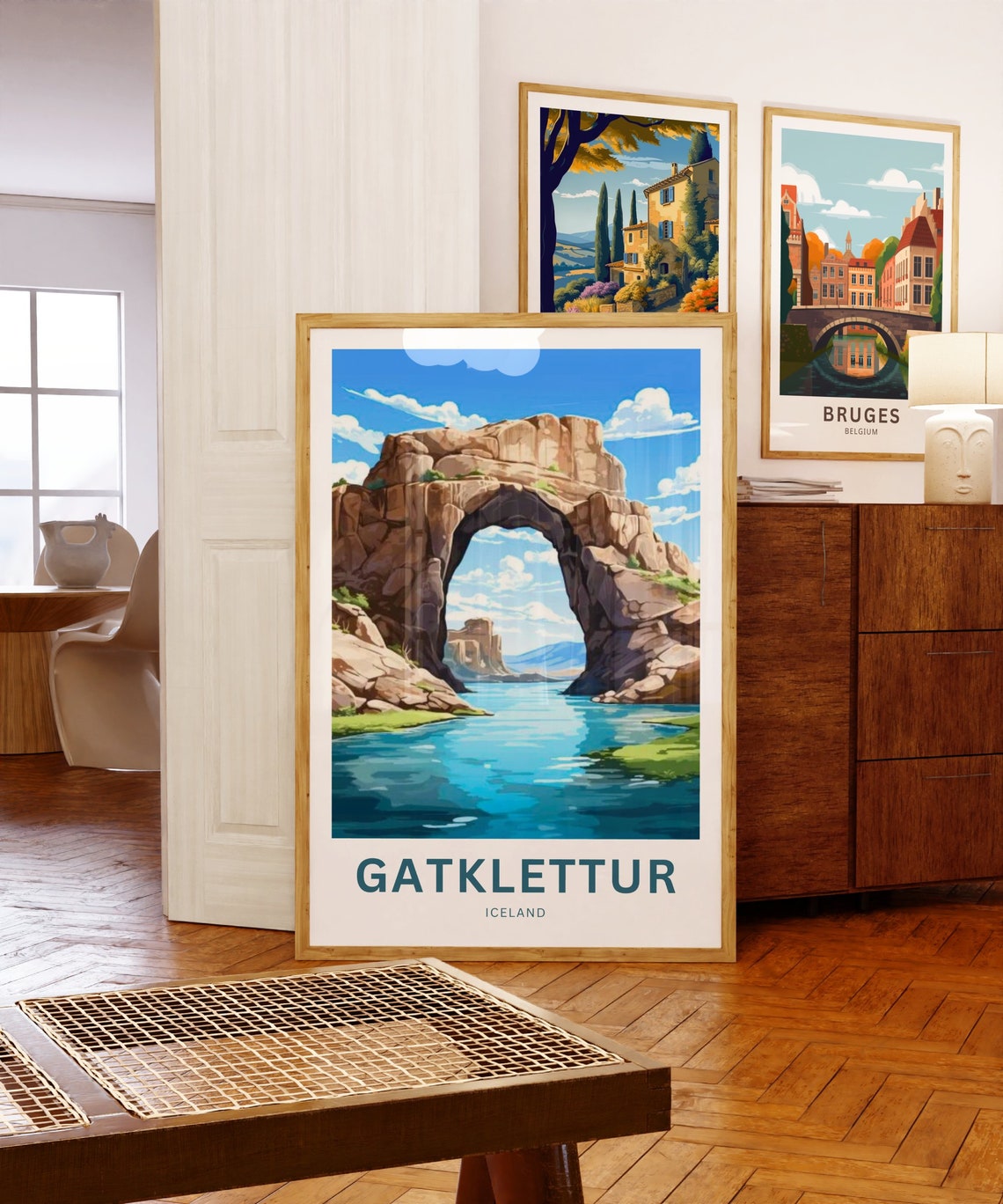 Gatklettur Iceland Red Rock Natural Arch Lagoon Travel Poster - Image 5