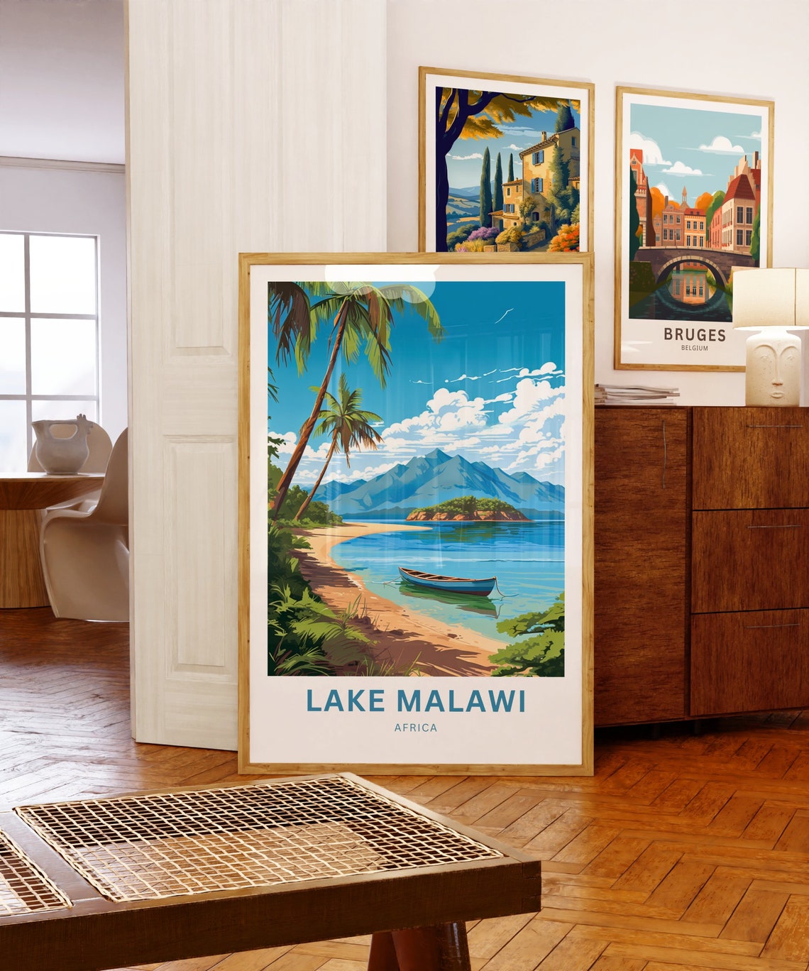 Lake Malawi Africa Personalized Sandy Palm Beach Canoe Poster - Image 5