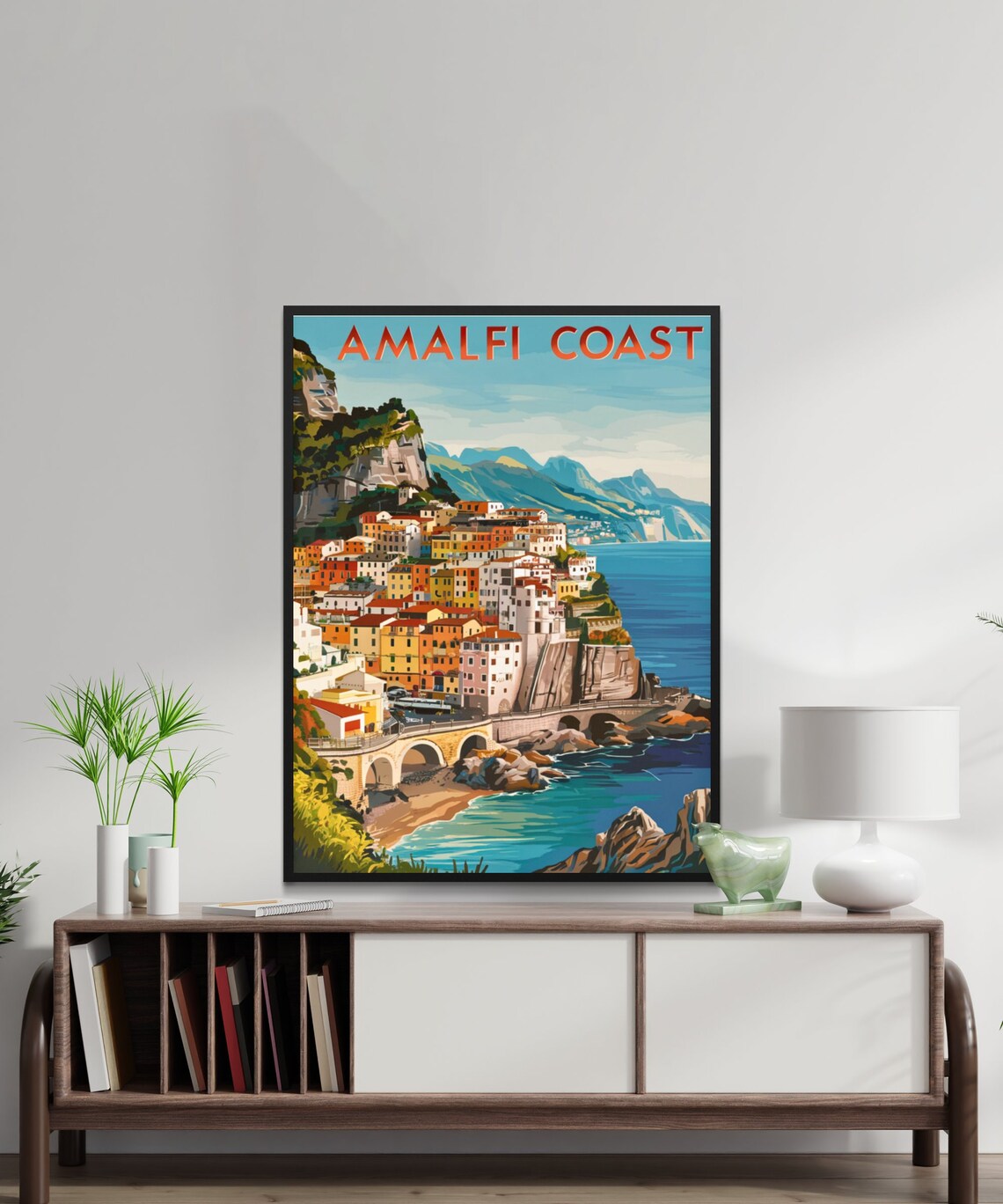 Amalfi Coast Italy Cliffside Village Sea View Vintage Travel Poster - Image 2