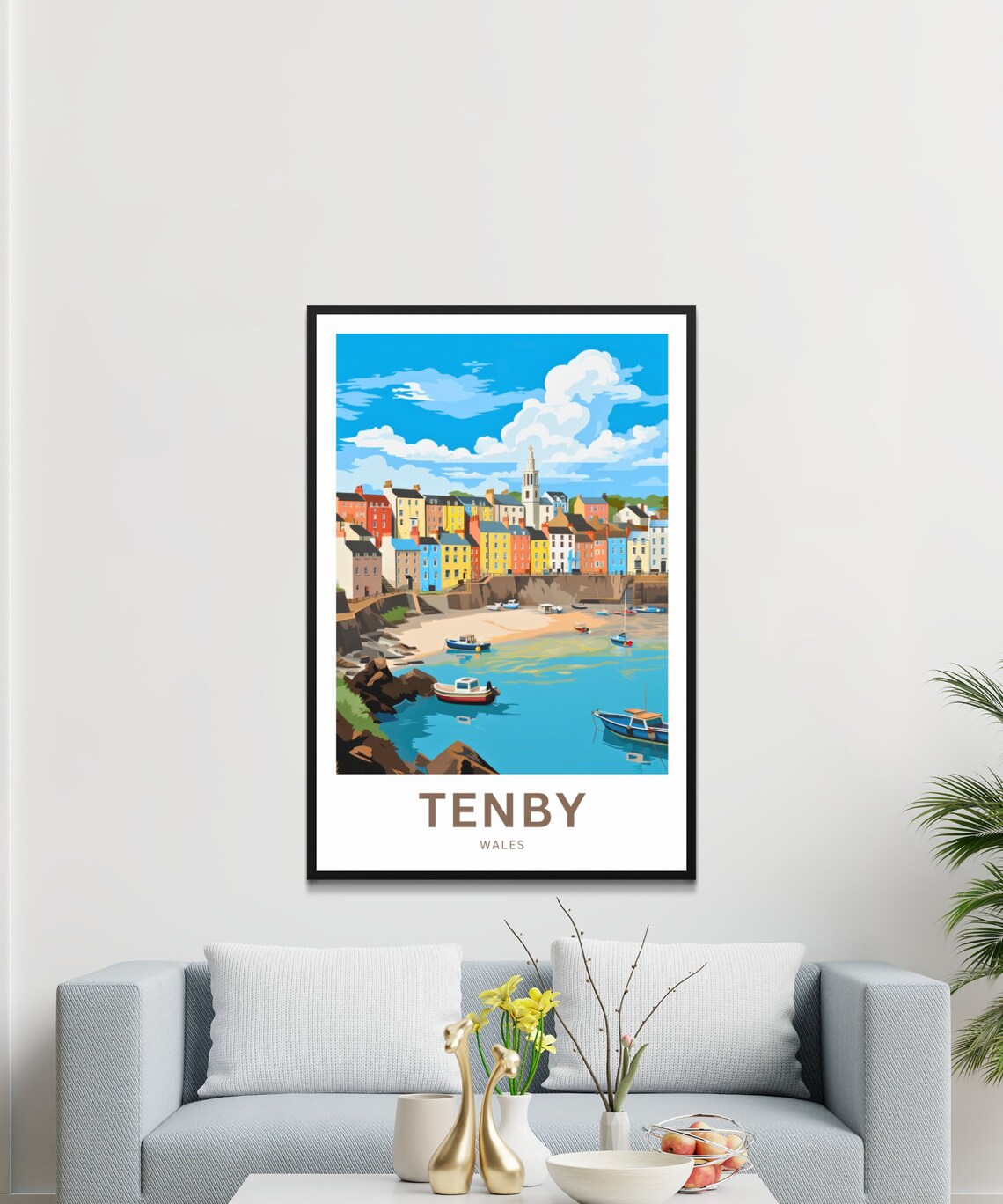 Tenby Travel Poster, Wales Wall Art Print - Image 3