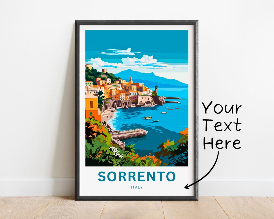 Sorrento Italy Mountain Backdrop Coast Custom Text Art Poster