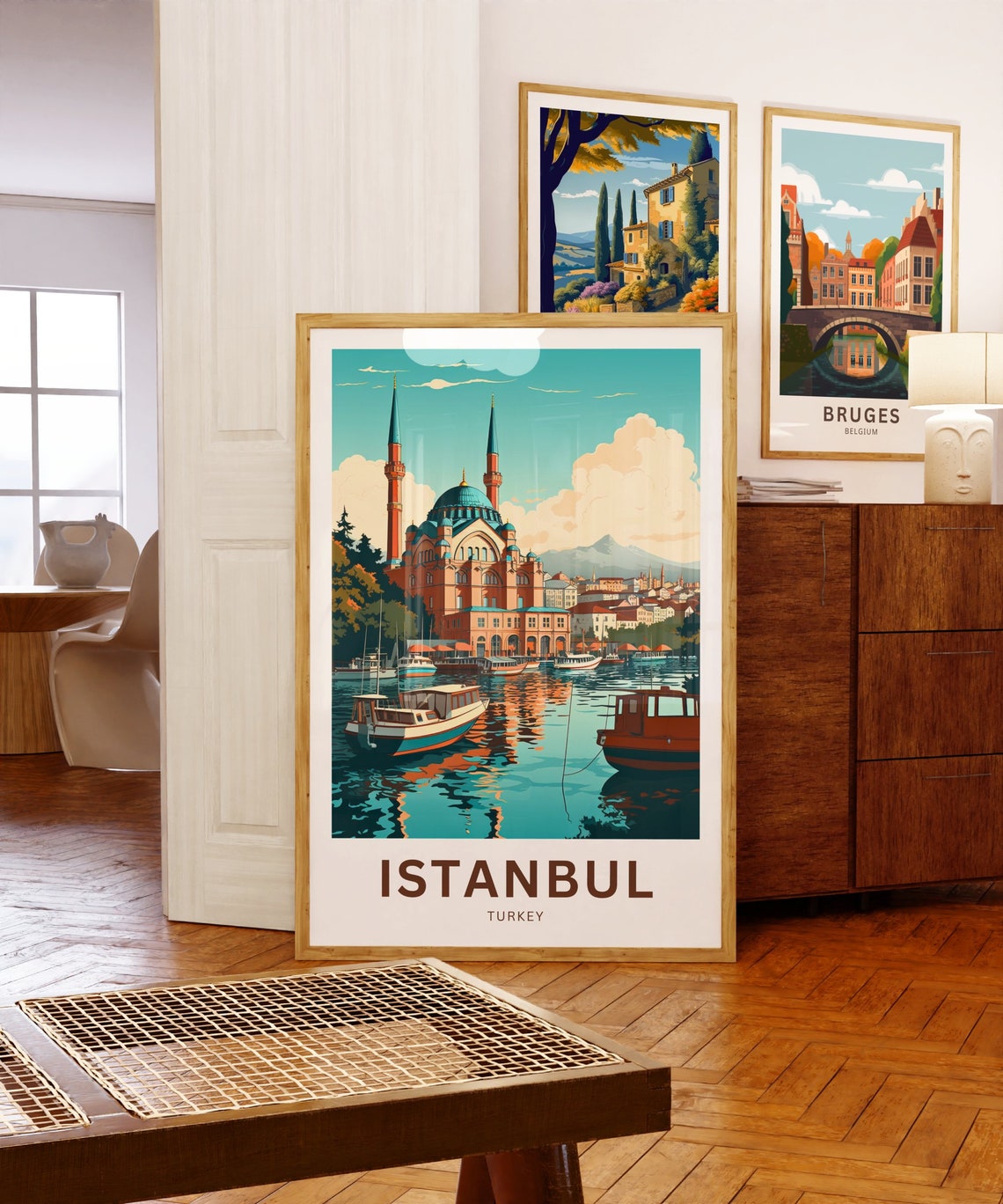 Personalized Istanbul Turkey Mosque Harbor Custom Text Travel Poster - Image 3