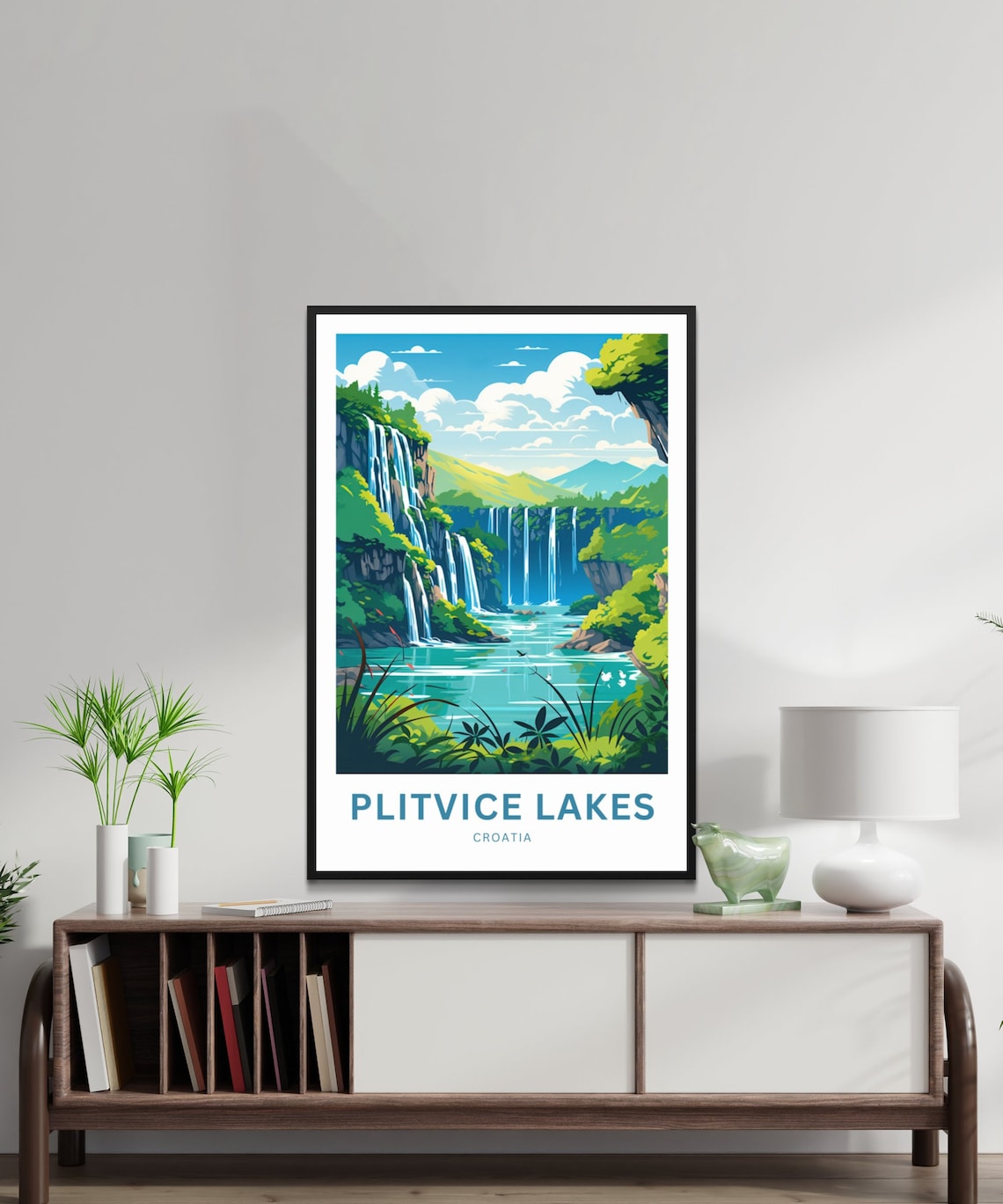 Plitvice Lakes Croatia Turquoise Falls Lush Canyon Travel Poster - Image 3