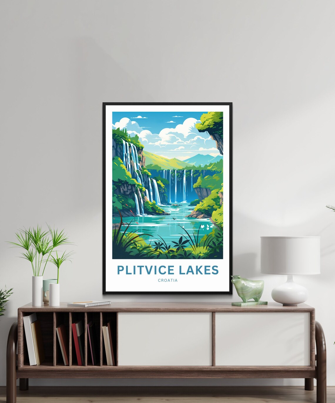 Plitvice Lakes Croatia Waterfall Gorge Emerald Forest Travel Poster - Image 3