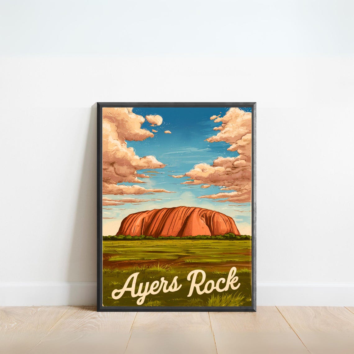 Ayers Rock Australia Uluru Desert Vintage Style Travel Poster