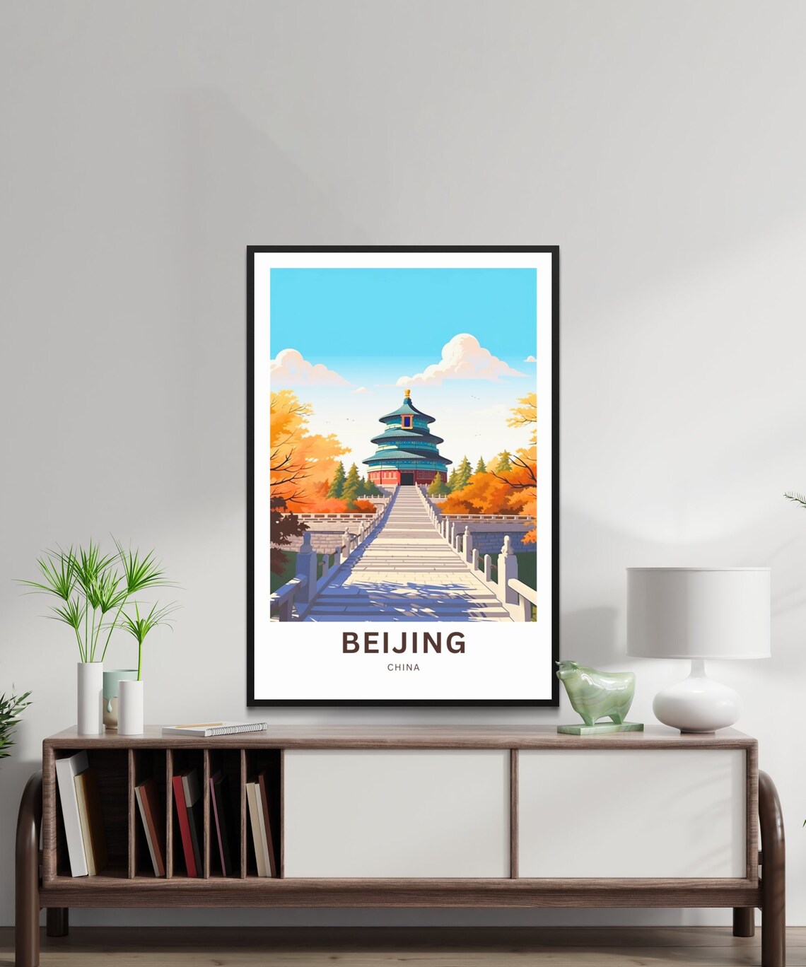 Beijing China Temple of Heaven Autumn Stairs Gardens Travel Poster - Image 2