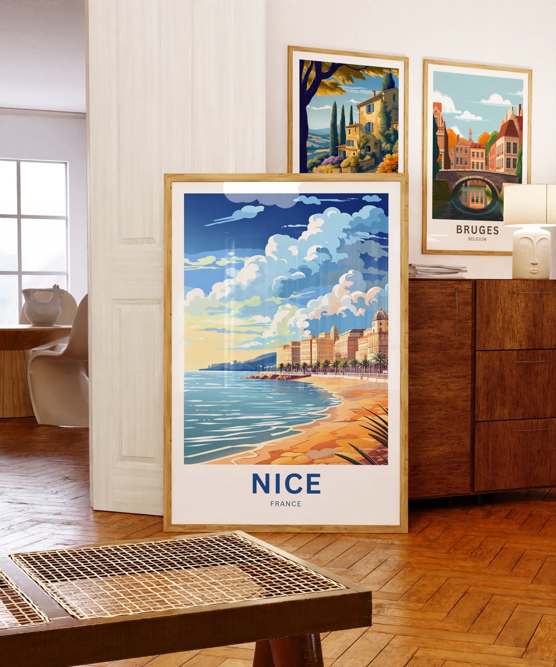 Personalized Nice France Golden Riviera Beach Promenade Poster - Image 5