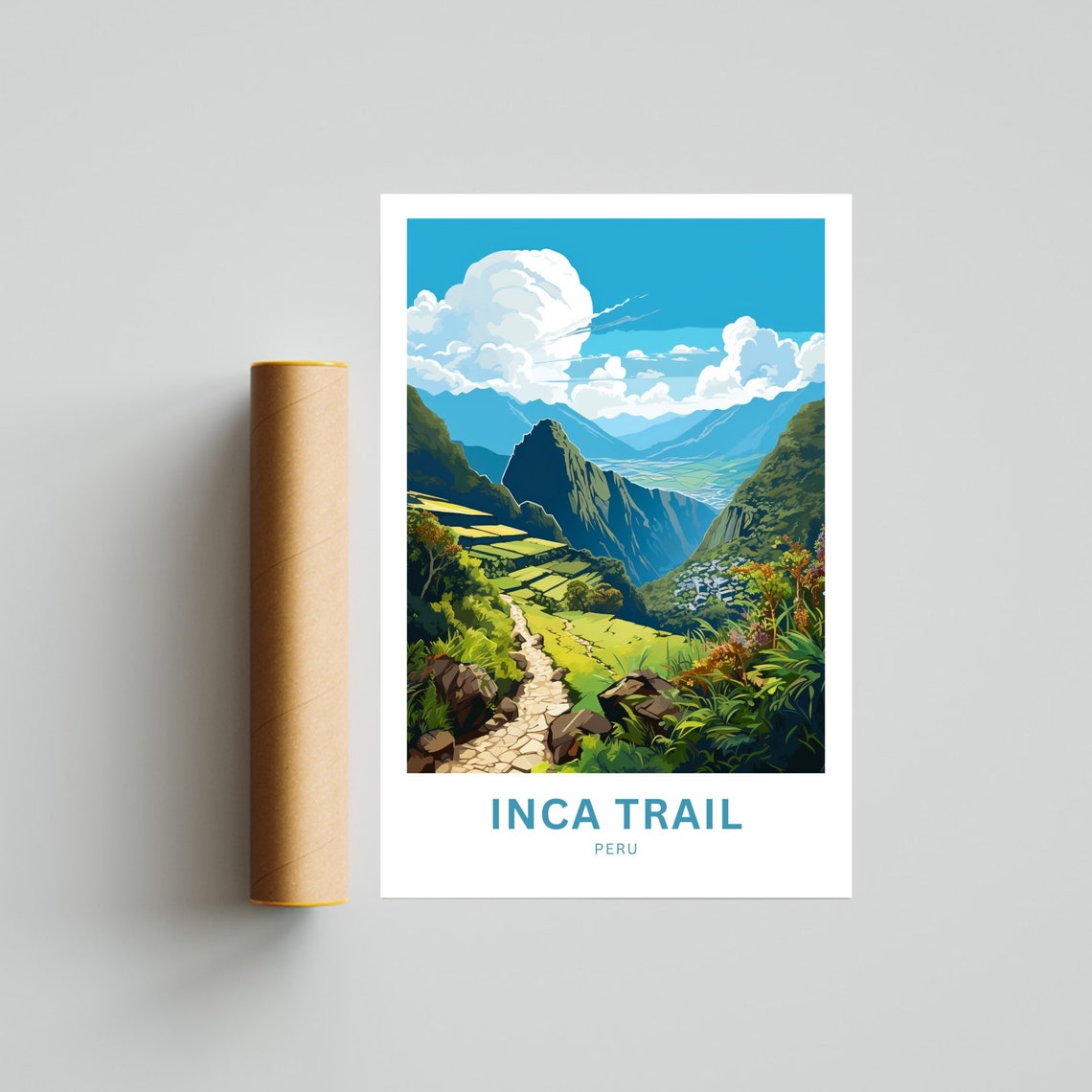 Inca Trail Travel Print Inca Trail Poster Peru Wall Art Framed Present Gift Peru Present - Image 4