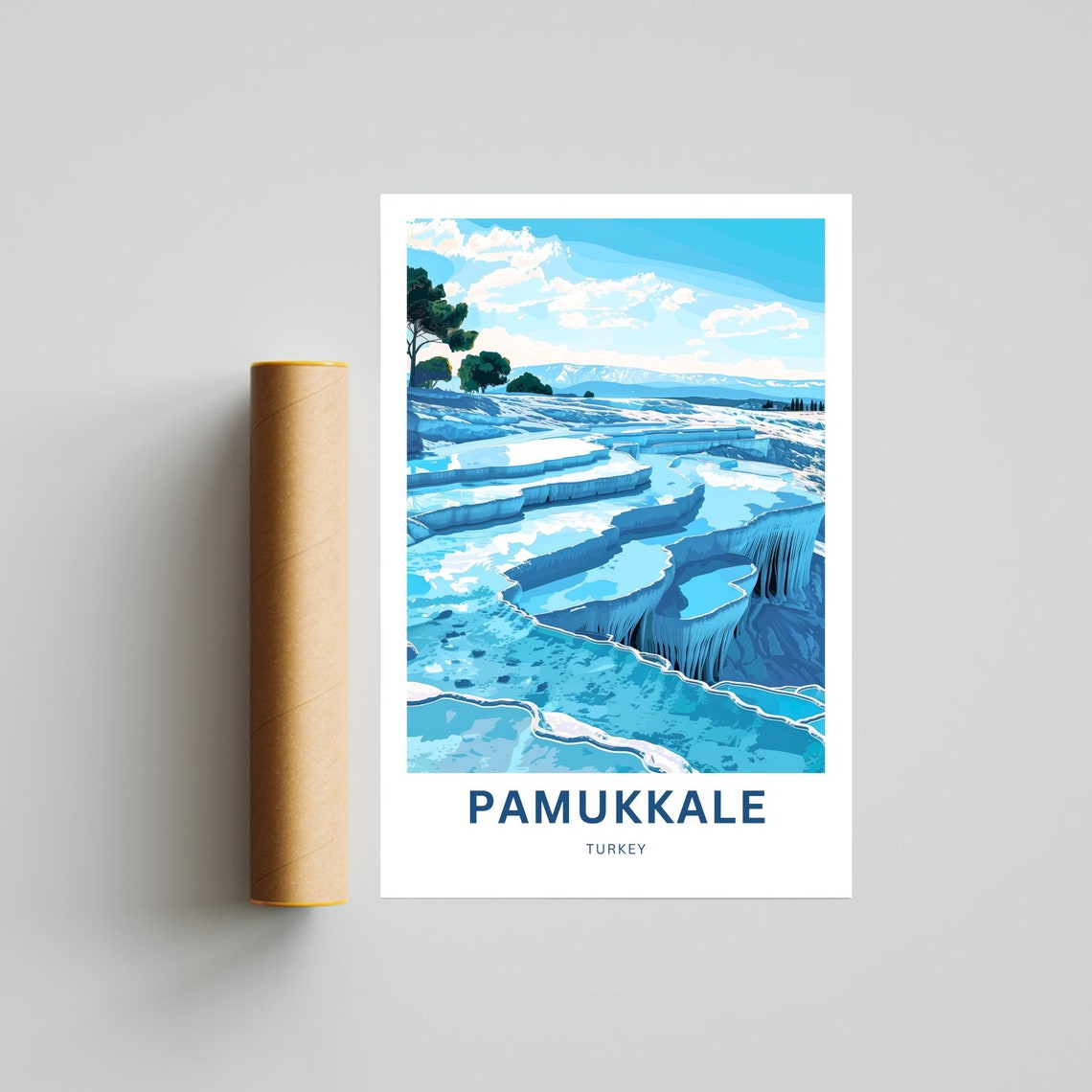 Pamukkale White Terrace Pools Valley View Turkey Travel Poster Decor - Image 4