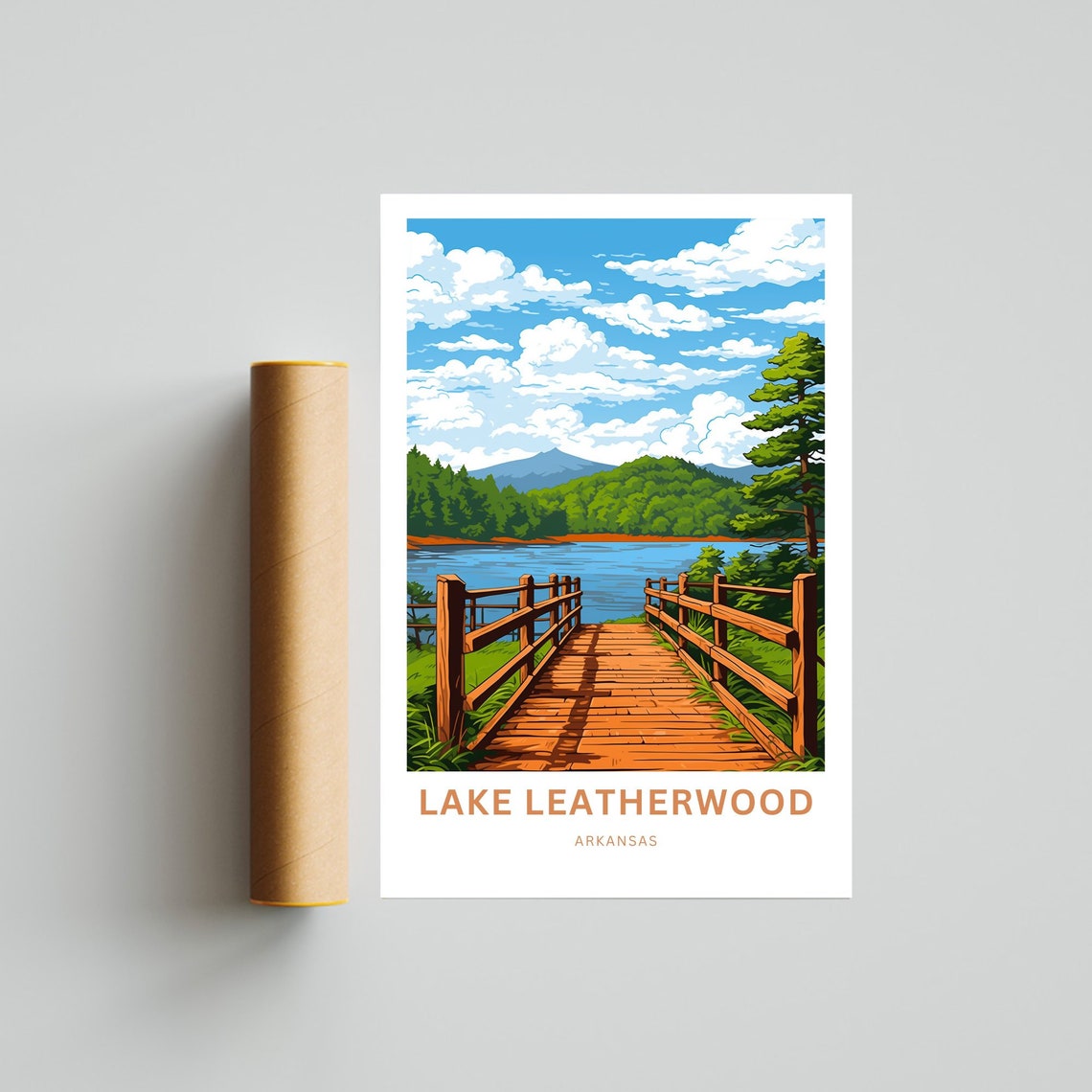 Personalized Lake Leatherwood Arkansas Boardwalk Lake Travel Poster - Image 4